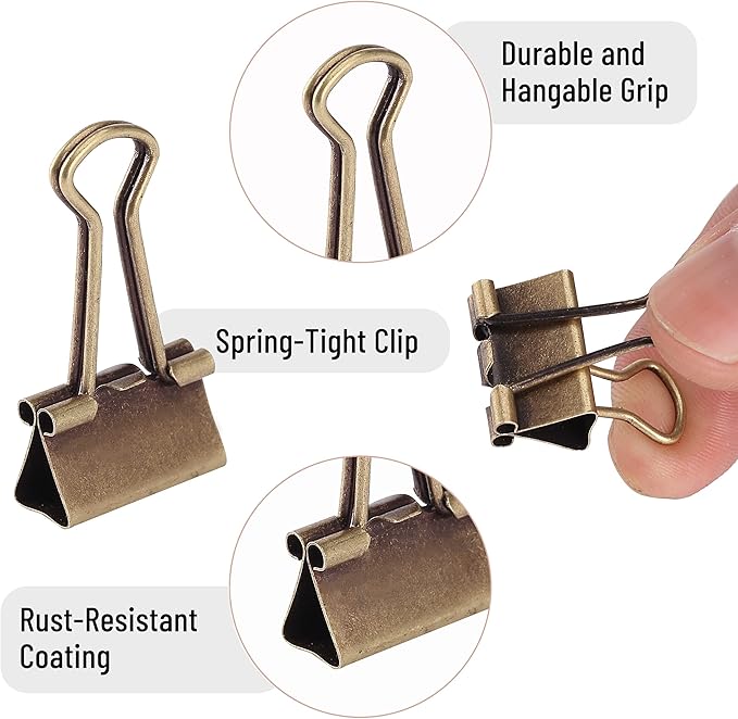 Mr. Pen- Small Binder Clips, 50 pcs, 0.75", Small Size, Bronze Metal Binder Paper Clips, Paper Clamps for Office Supplies, Home, School, Business, Document Organizing