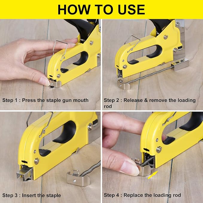 Upholstery Staple Gun, TOPEC 3 in 1 Heavy Duty Staple Guns/Home Use with 900 Staples - Manual Brad Nailer Power for Fixing, Material, Decoration, Carpentry, Furniture, Wood, DIY