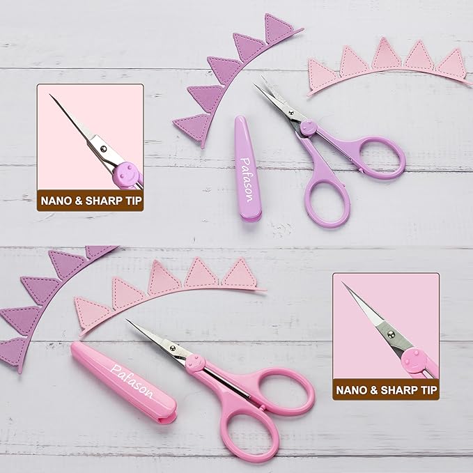PAFASON Ultra Sharp Detail Scissor Set 2 PC Straight for Scrapbooking Quilting Sewing Knitting Embroidery Cross Stitch Crochet Thread Yarn Paper Fabric Detail Cutting Stainless Steel, Safety Case