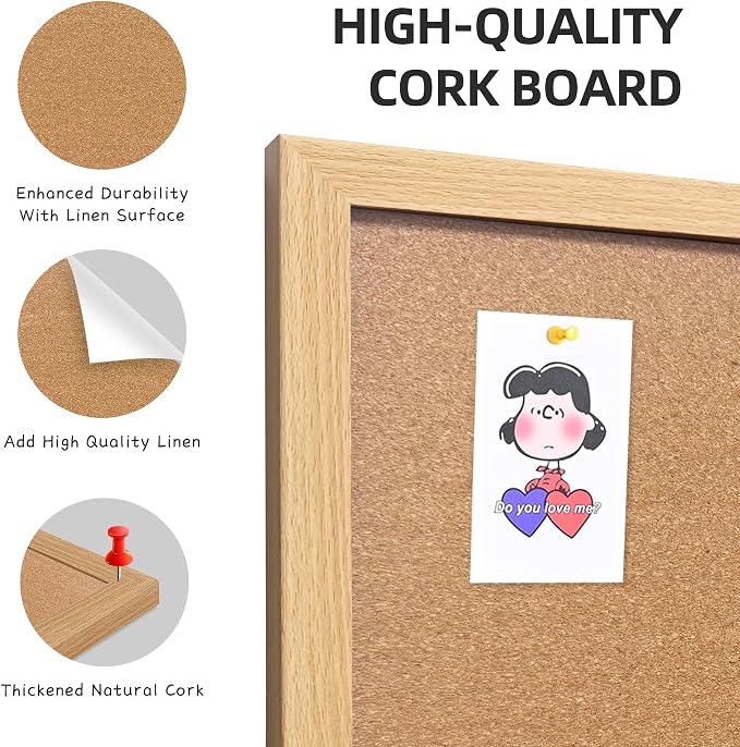 31.5"x48" Crude Wood Framed Hanging Cork Bulletin Board | Premium quality. This large bulletin board serves as reliable corkboards for wall display.
