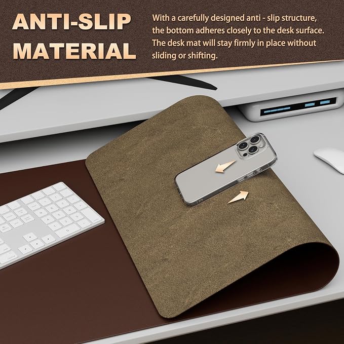 K KNODEL Desk Protector Mat and Pad for Office (Dark Brown, 15.7"x31.5") | Waterproof Desk Mat, Desk Pads and Blotters, Desktop Mat, Desk Protector and Cover, Office Computer, Laptop and Keyboard Mat