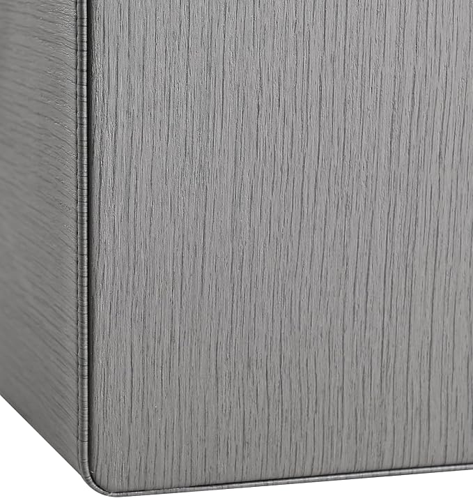 PU Leather Desk Organizer, Remote Control Holder, Grey | Luxury Nightstand Organizer for Home, Office Desk Accessories, Bedside Table Caddy with 5 Compartments, Velvet Lining