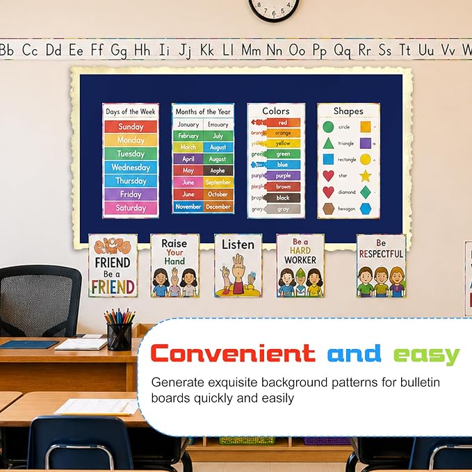 Navy Blue Bulletin Board Fabric Roll 4x15ft Non-Woven Backdrop | Create inspiring classroom walls,Organize office ideas,Tear-resistant material,Smooth texture,Reusable for long-term use