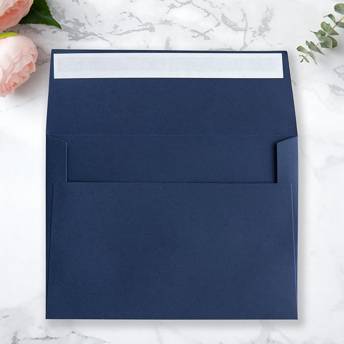 PONATIA 50 Pieces Navy Blue A7 Envelopes Self Seals, 5x7 Envelopes for Weddings, Invitation Cards, Photos, Postcards, Greeting Cards Mailing, Baby Shower, Graduation, Christmas Gift Cards
