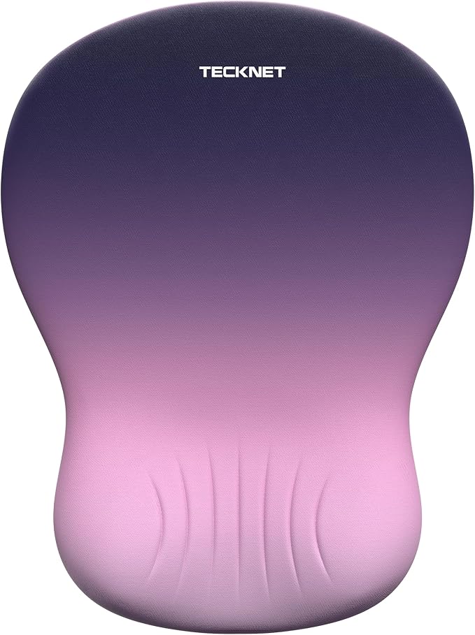 TECKNET Ergonomic Mouse Pad with Wrist Rest, Smooth Surface & Non-Slip Base | Memory Foam Mousepad with Wrist Support, Ergonomic Middle Concave for Laptop/PC, Pain Relief for Home Office, Gradient Purple