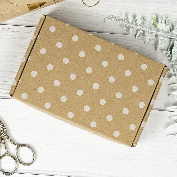 RUSPEPA Recyclable Corrugated Box Mailers - 6" x 4" x 1" - Cardboard Box Perfect for Shipping Small - 50 Pack - Kraft Dot