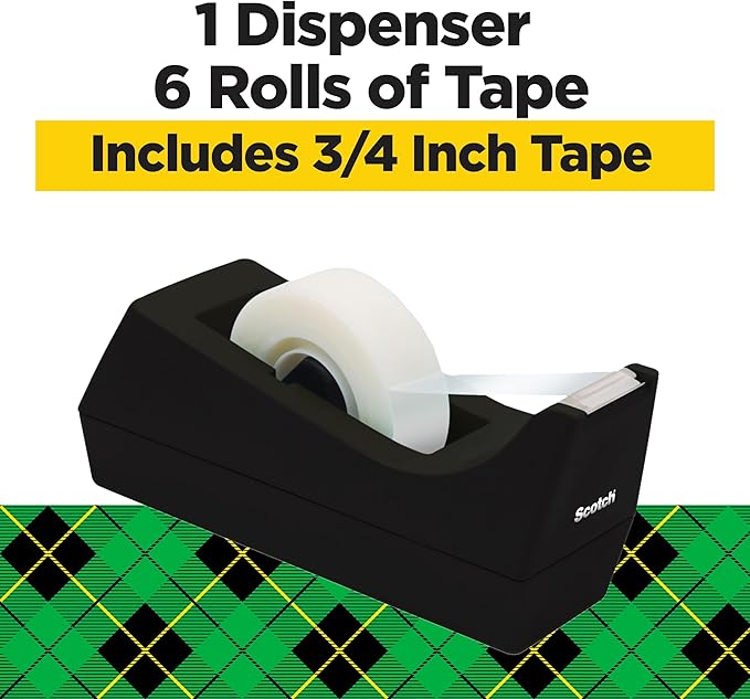 Scotch Magic Tape Desktop Dispenser, 6 Rolls of 3/4" x 1000" Each Plus 1 Desktop Tape Dispenser, Great for Repair, Wrapping and Office Applications