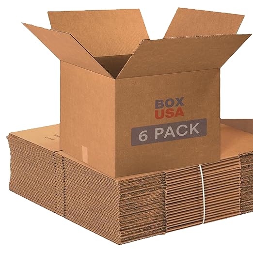 BOX USA Moving Boxes 20"L x 20"W x 15"H (6-Pack) Large - Corrugated Cardboard Box for Shipping, Mailing, Packing, Packaging and Storage