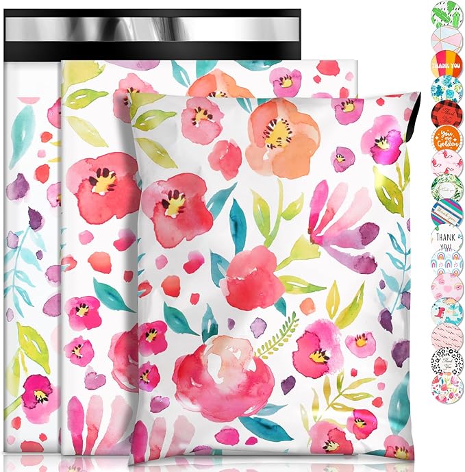 Oududianzi Poly Mailers 6x9, 100PCS Shipping Bags, Mailing bags, Mailers Poly Bags for Shipping, Shipping Envelopes, Packaging Bags for Small Business - Floral