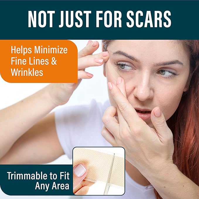 NUVADERMIS Silicone Scar Sheets – Extra Long Medical-Grade Scar Sheets for C-Section, Tummy Tuck, Keloid, and Surgical Scars – Reusable and Effective – Pack of 4 – Medium Tone