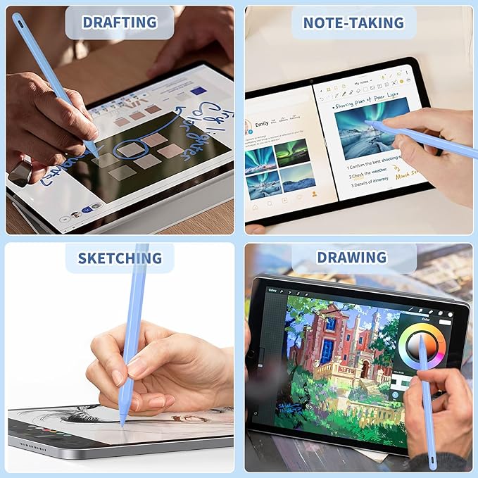 iPad Pencil for 9th & 10th Generation, Fast Charge Stylus Pen for Palm Rejection and Tilt Sensitivity, Compatible with iPad Pro 11/12.9in, Mini 5/6, iPad 6/7/8/9/10, Air 3/4/5 (Blue)