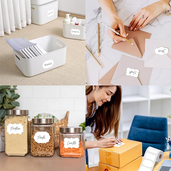 300 PCS White Stickers, 5 Shape Water/Oil/Tear Resistant Blank Stickers Removable with no Residue for Name Tags, File Folders, Food Jars, Gift Tags, Home Office Business Uses (2” x 3”) ﻿ (Pack of 2)