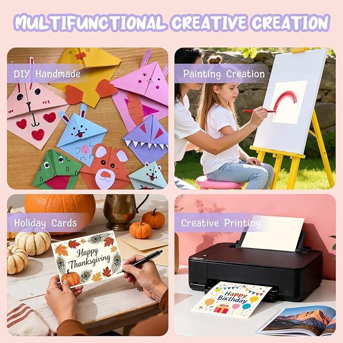 120 Sheets Cream Cardstock Printer Paper 8.5 x 11, Ivory Cardstock Paper, Construction Paper 8.5 x 11, Card Stock Paper 8.5x11, 200GSM Thick Cardstock for DIY Cards, Greeting Cards, Wedding Invitation