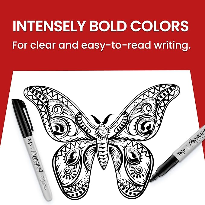 Taja 200 Counts Permanent Markers Bulk, Fine Tip, Black, Quick-Drying | Waterproof Bulk Marker Set for Writing and Sketching on Wood, Plastic, Metal, Glass, Perfect for School and Office Supplies