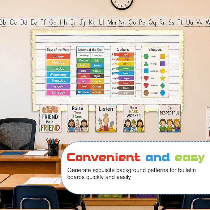 4x15ft White Wood Bulletin Board Paper for Classroom Decor | No pinholes, sound-absorbing, flexible DIY sizing, office culture wall, home message center, creative mood board