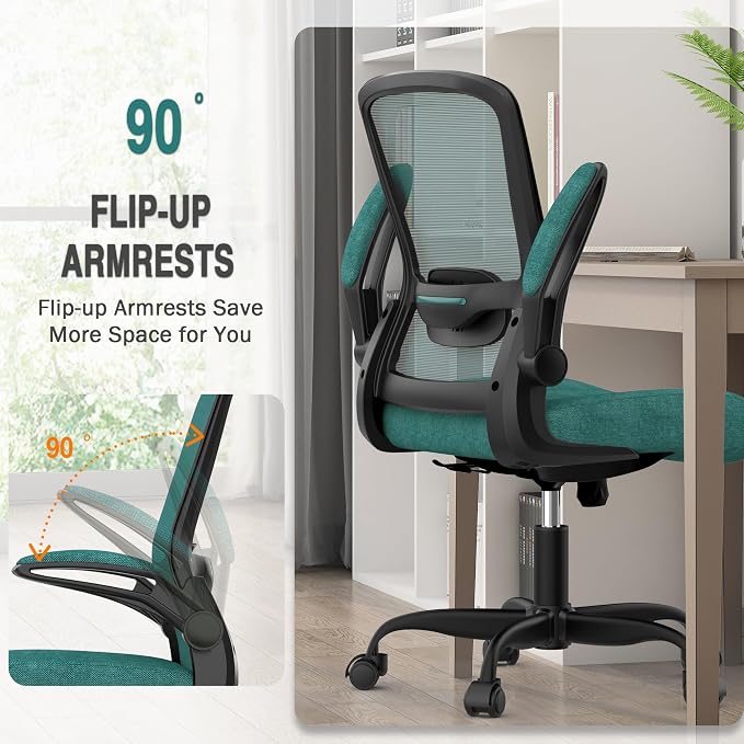 Ergonomic Office Chair w/Adjustable Lumbar, Flip Armrest, 135° Recline | Supports 300 lbs · Seat 19.48"–23.4" · Breathable mesh · 20–30 min assembly · 5-year warranty
