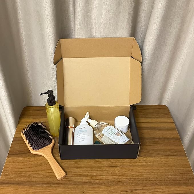 24 Pack 10x7x3 inch Black Shipping Boxes ，Cardboard Packaging Boxes for Mailing Shipping Corrugated Cardboard Boxes for Packaging Small Business Craft Flat Shipping Boxes Empty Gifts Giving Products