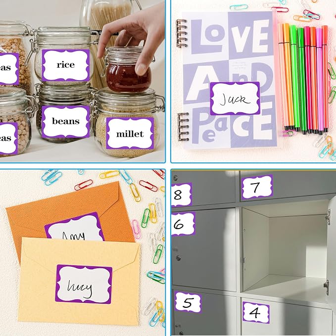 Purple Name Tags,2"x 3" Name Tag Stickers with Purple Border 200 Pcs Adhesive Name Tags Sticker Name Badges Labels for School, Office, Home, Party, Conferences (Pack of 2)
