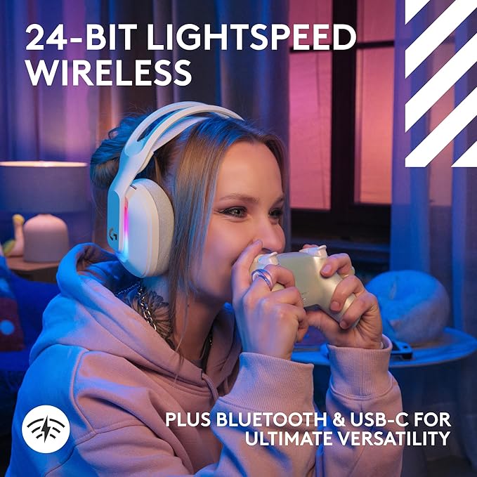 Logitech G Astro A20 X Lightspeed Wireless Gaming Headset for PS5, Xbox, Nintendo Switch/Switch 2, PC with 2-System PLAYSYNC Audio, Bluetooth, LIGHTSYNC RGB, and 48 kHz Boom Mic - White