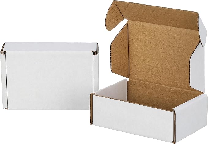 100 Pack 6x4x2 inches Small Shipping Boxes, Kraft Corrugated Cardboard Boxes for Mailing Packing, White