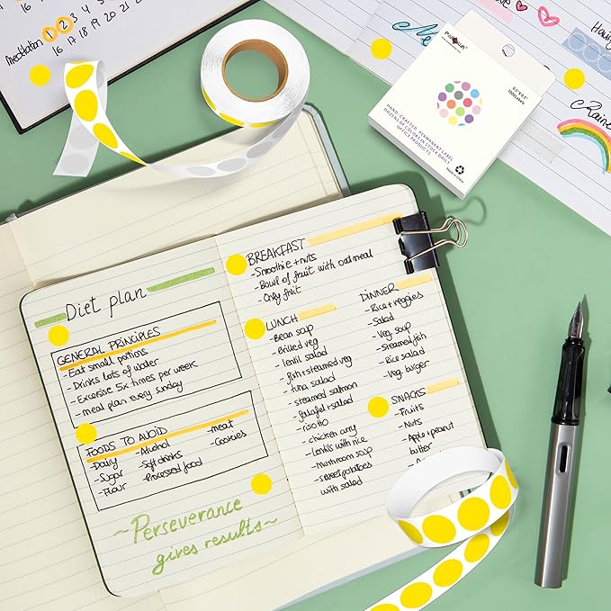 PARLAIM 10000pcs 1/2 Inch Diameter Round Color-Code Dot Stickers, 10 Rolls Adhesive Yellow Circle Labels for Office Classroom