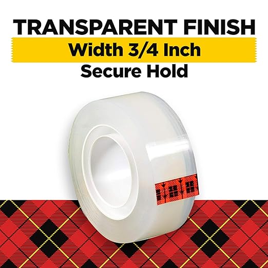 Scotch Transparent Tape, Clear Tape Engineered for Office and Home Use, 1 Inch Core, 3/4 in x 1000 in, 12 Rolls