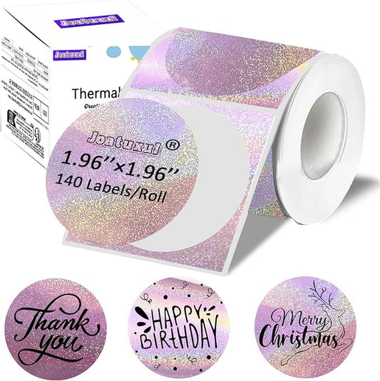Thermal Labels, Compatible with T50M Pro/M110/M100/M220 Label Maker and Other 4x6 Thermal Printers for Shipping Barcode & Custom Stickers, Holographic Stardust Pink, 2×2 inch