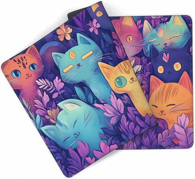 Cute Anime Cats Gaming Mouse Pad, Candy Anime Desk Mat with Anti-Slip Base & Stitched Edges, Office & Home Desk Decor for Women, 35.4" x 15.7" in Computer Desktop Mat