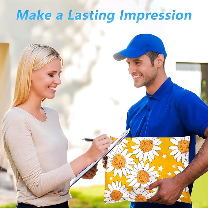 100 Pcs 6x9 Inch Poly Mailer, Waterproof & Tear-Resistant Shipping Bags with Self-Seal, Sunflower Printed Packaging for Small Business