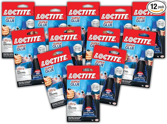 Loctite Super Glue Ultra Gel Control, Clear, 0.14 fl oz Bottle, 12 Pack - Superglue for Plastic, Wood, Metal, Crafts & Repair, Cyanoacrylate Adhesive Instant Glue, Quick Dry