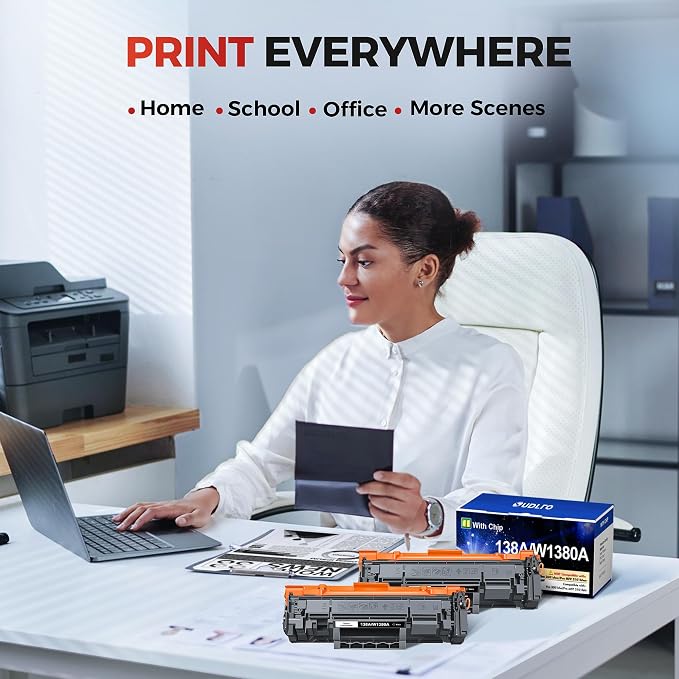 138A W1380A Black Toner Cartridge (with Chip) - W1380A 138X | Replacement for HP 138A W1380X Toner Cartridge Work for HP Pro 3001dw 3001fdw MFP 3101fdw Series Printer Ink ( 2-Pack )