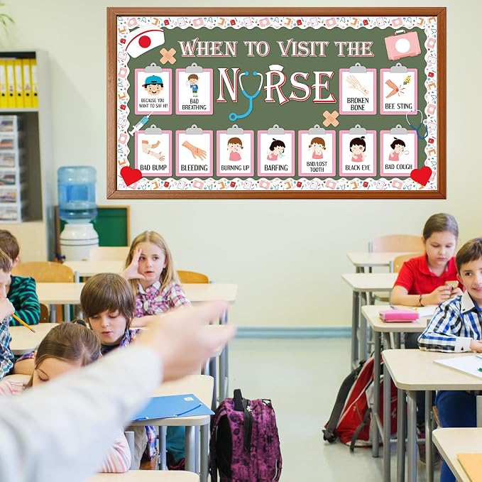party greeting School Nurse Theme Bulletin Board Set Nurse Classroom Decoration Nursing Paper Cutouts Health Bulletin Board Boarder for Office Wall Art Hospital Medical Healthcare Nurses Day Supplies