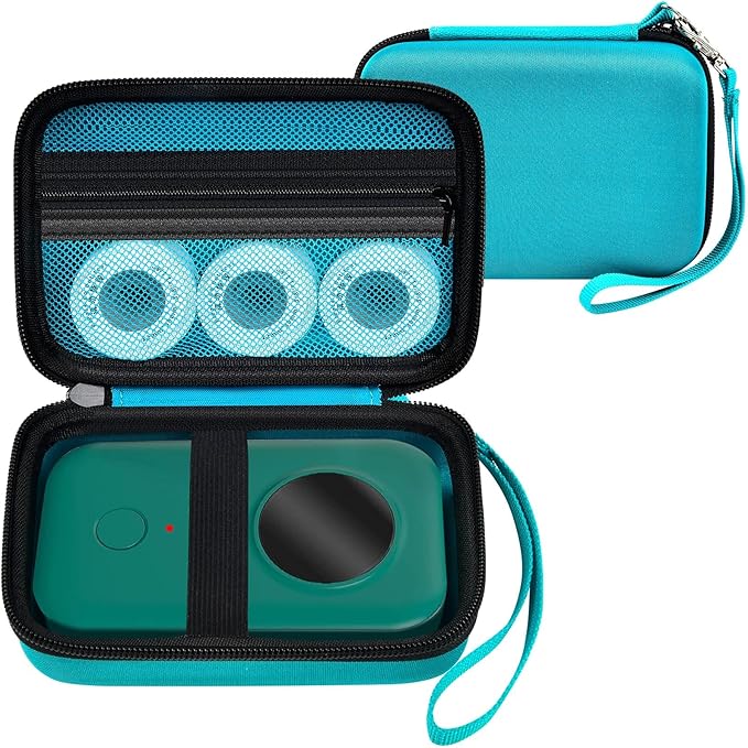 PAIYULE Hard Carrying Case for Phomemo D30 D35 Label Maker, Label Printer Case for Nelko P21, for NIIMBOT D110 D11, for Marklife P11 P12, for SUPVAN E10, Protective EVA Storage Bag with Mesh Pocket