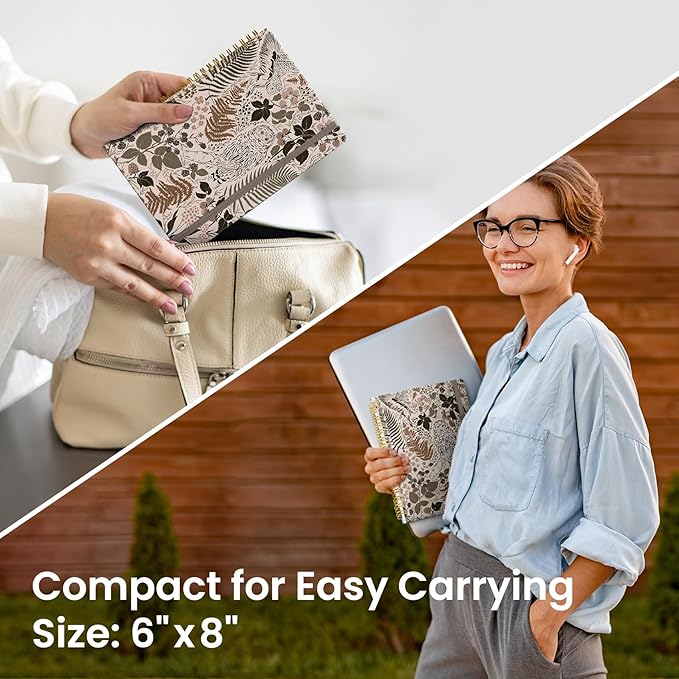 Taja Spiral Journal Notebook for Women, Pretty Hardcover Lined Notebook for Work & Note Taking, Aesthetic Cute Journal for Writing, 140 Pages, 5.8"x8.3", Magical Forest