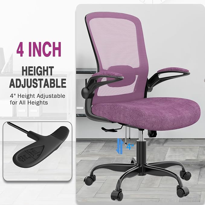 Ergonomic Office Chair w/Adjustable Lumbar, Flip Armrest, 135° Recline | Supports 300 lbs · Seat 19.48"–23.4" · Breathable mesh · 20–30 min assembly · 5-year warranty