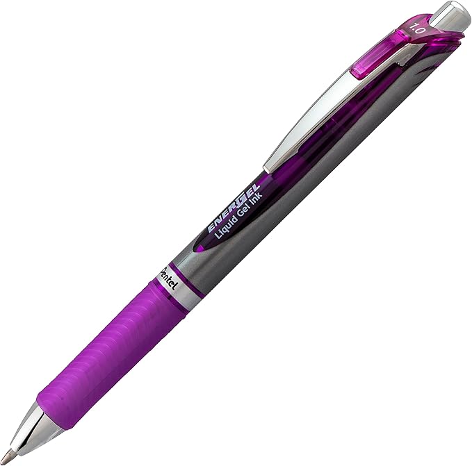 Pentel Energel RTX Retractable Liquid Gel Pen, Bold Line, Metal Tip, Violet Ink Pack of 2 (BL80BP2V)