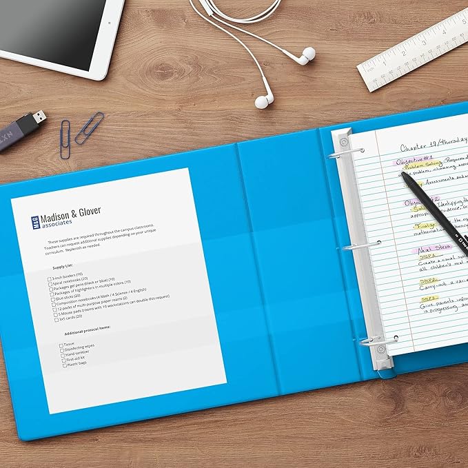 Staples Heavy-Duty 2-Inch D-Ring View Binder, Reinforced Spine, Holds Up to 450 Sheets, Light Blue, for Office & School