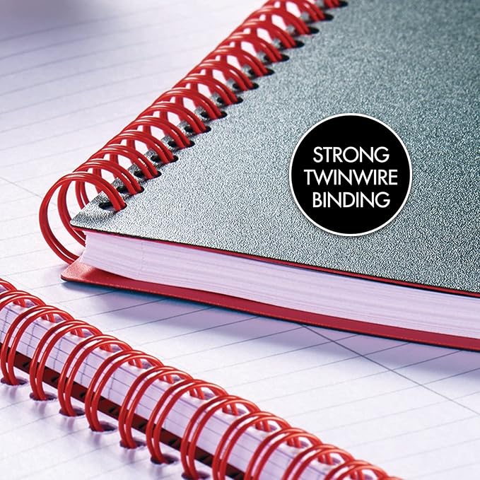 Black n' Red Notebooks, Business Journals, 3 Pack, 8-1/4" x 5-7/8", 70 Sheets, Ruled, Optik Paper, Scribzee App, Flexible Poly Cover, Wirebound, Black (400161061)