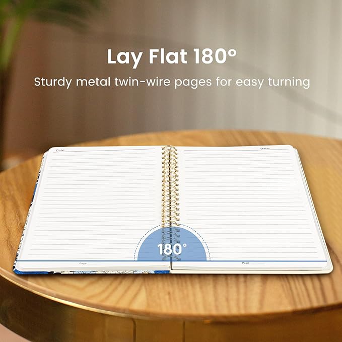 Taja Lined Spiral Notebook Journal for Women A5(5.8" × 8.3"), Cute Hardcover Notebook for Work, School & Note Taking, Pretty College Ruled Journal for Writing, 140 Pages, Azure Garden