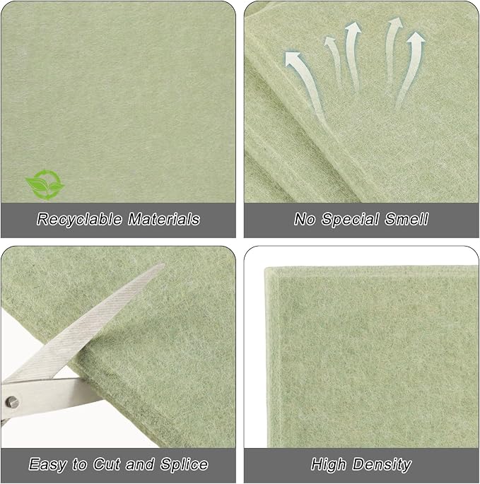Cork Board Alternative 28" x 19", 6 Pack Felt Bulletin Boards, Pin Board | Includes Pushpins & 35 Safe Removable Adhesive Tabs, High-Density, Notice Boards for Walls Office Home Decor - Sage