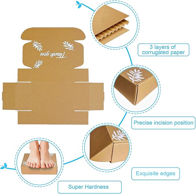 Shipping Boxes Inner Measurement 7x5x2 inches Brown Small Mailing Boxes 50 Pack Cardboard Corrugated Box Mailers (7X5X2)