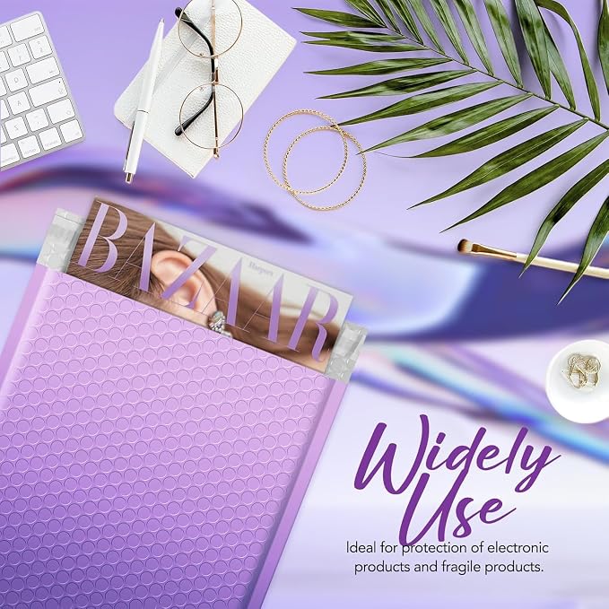 Fuxury 240Pack Thick Bubble Mailers 8.5x12”Gradient Purple Bubble Envelopes | Cute Design Cushion Mailer for Small Business Mailing Books Clothes Makeup Supplies