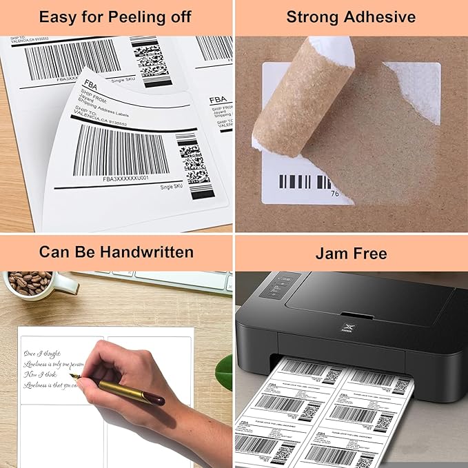 30 UP 3000 Stickers 100 Sheets 1" x 2-5/8" Shipping Return Address Labels for Laser Inkjet Printer, White Blank Mailing Labels