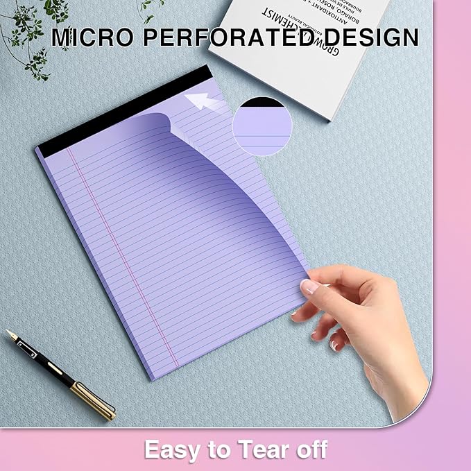 3 Pcs Legal Pads 8.5 x 11 Colored Note Pads 8.5 x 11 Notepad Total 75 Sheets, Micro Perforated Writing Pads Lined Paper College Ruled Pad of Paper Notebook To-Do List for School & Office Supplies