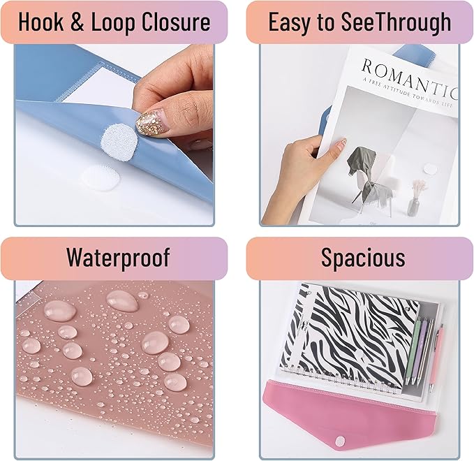 Mr. Pen- Clear Plastic Envelopes, 30 Pack, A4, Letter Size, Colorful, Clear Folders for Documents Plastic Envelopes for Documents