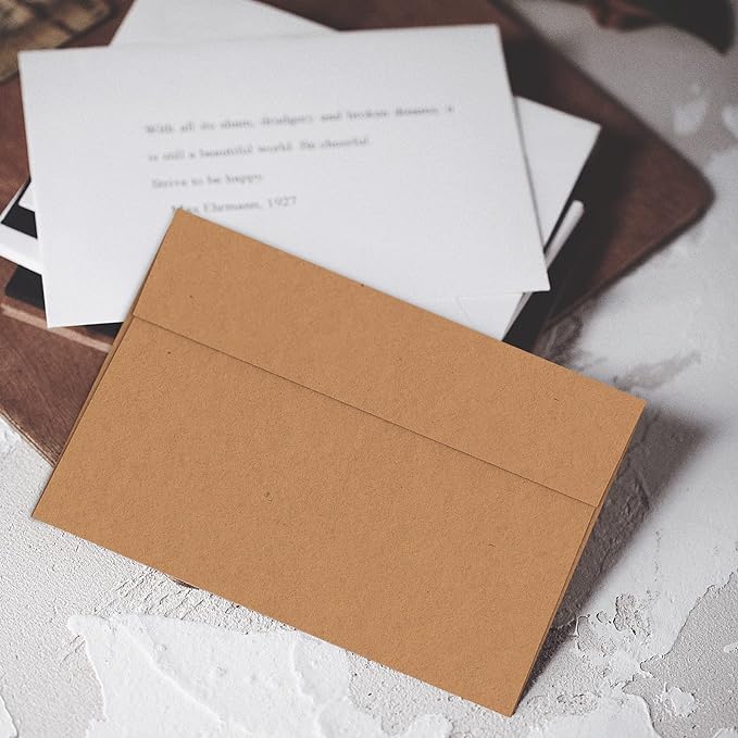 A2 Brown Kraft Envelopes Goefun 100 Pack, 4.375 x 5.75 | Printable Greeting Card Envelopes Self Seal for Card Making, Photos, Invitations, Weddings, Graduation, Baby Shower, 120 GSM