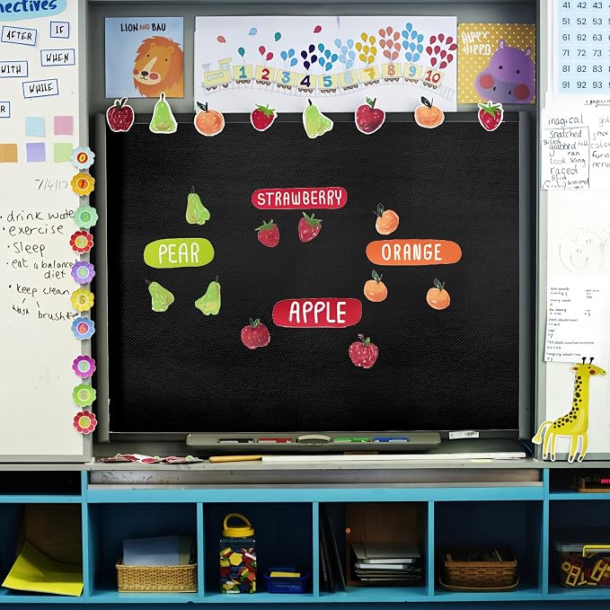 Black Bulletin Board Roll 15.7 in x 36 ft Reusable Non-Woven Fabric Background Roll for Classroom Fade Resistant Waterproof Erasable Black Bulletin Board Decor for School Office Arts Crafts Wall Decor