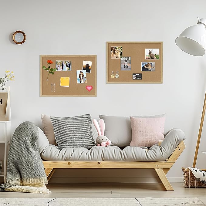 Cork Board Bulletin Board 2Pack,23x17 Cork Board for Office with Pin Oak Wood Boards,Message Board or Vision Board Decoration.Board Wood 1Pack