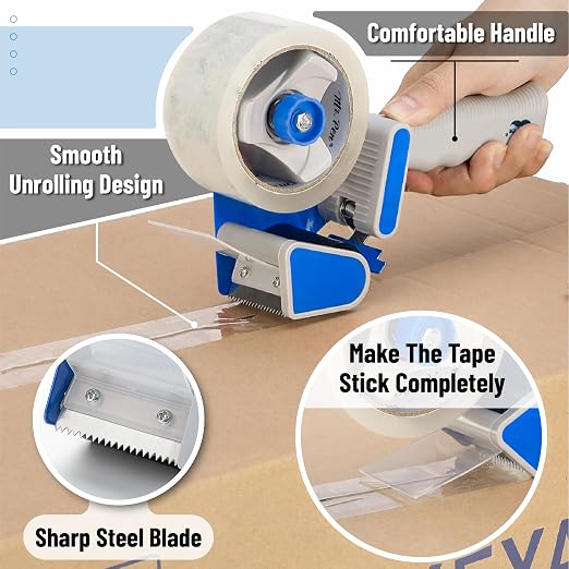 Mr. Pen- Packing Tape Dispenser Gun 2-Inch, Blue, 16 Pack with 4 Rolls Tape