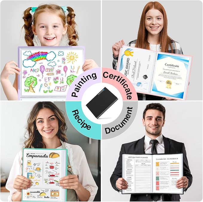 Sooez 4 Pack Binder with Plastic Sleeves 30Pocket, Displays 36 Pages 8.5x11 | Presentation Folders with Clear Sheet Protectors, Art Portfolio Binder for Certificate & Office Project Folder